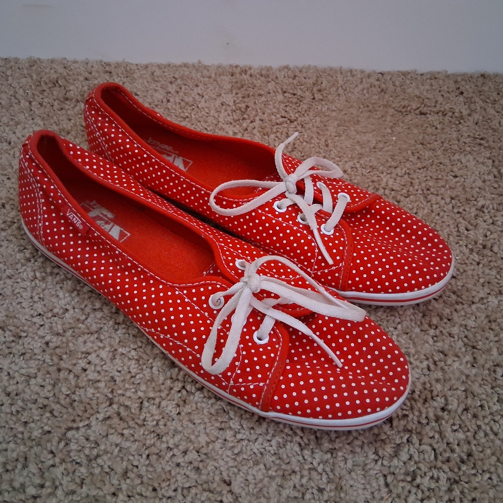Red Polka Dot Canvas Sneakers